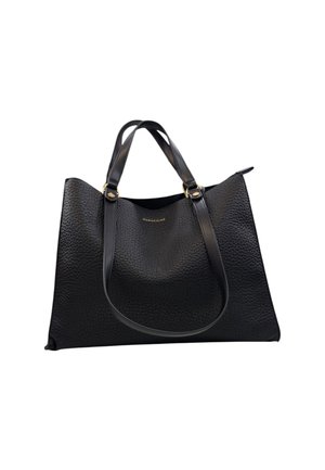 Borsa tote in pelle nera texturizzata con doppi manici e accessori in oro. Design spazioso con una forma morbida e flessibile. Senza tasche esterne.