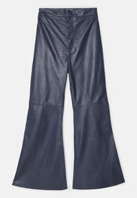 FLARED TROUSER - Leather trousers - ink blue