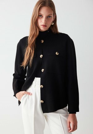 WITH BUTTON ACCESSORIES - Lehk bunda - black