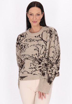usha, Pullover - beige dunkelbraun