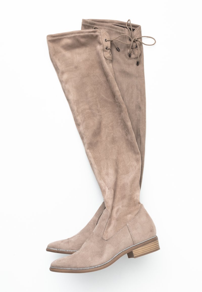 Knee Boots Graue Stiefel Overknee Leather Overknee Boots Grau Knee