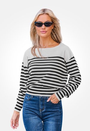 CINCHED WAIST STRIPED   - Pullover - black