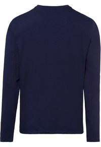 Långärmad skjorta i marinblått, tillverkad av mjuk bomull. Har rund halsringning och en slät yta utan synliga mönster eller dekorationer.