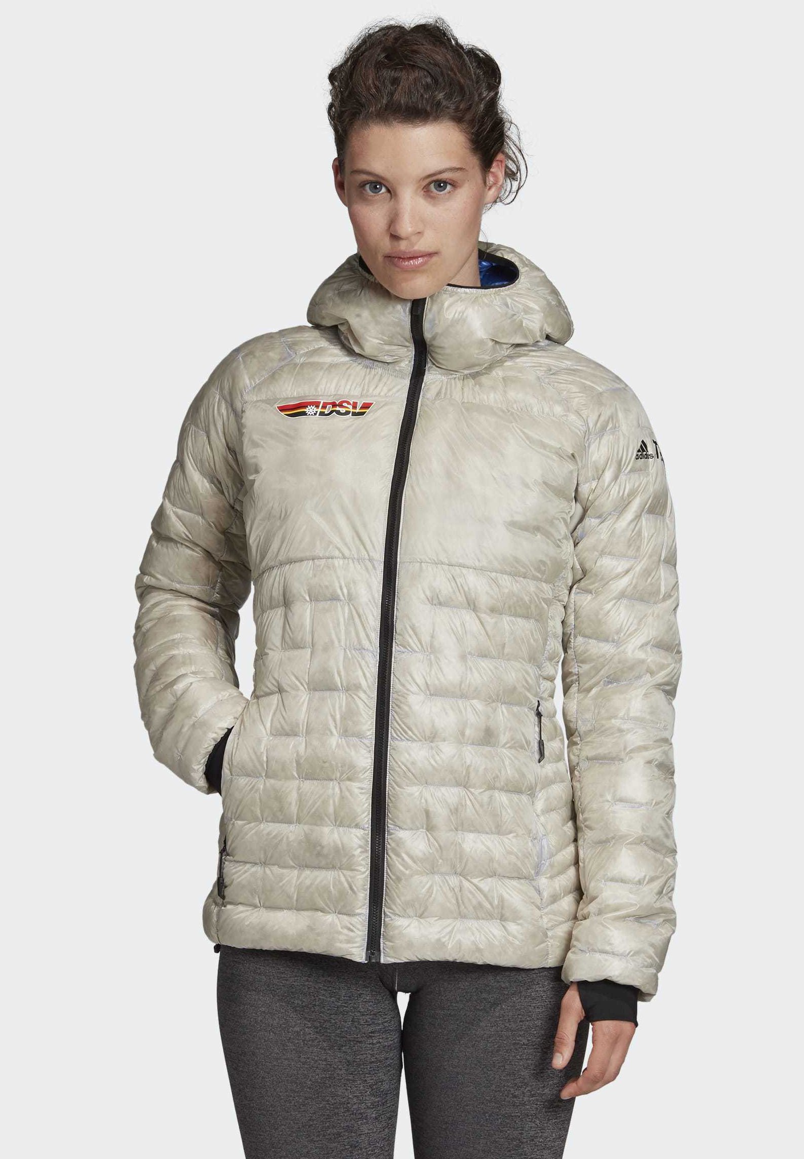 women's adidas outdoor hooded climawarm down jacket