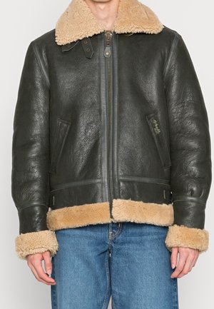 Leren jas - khaki