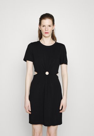 CUT OUT DRESS - Vestito di maglina - black