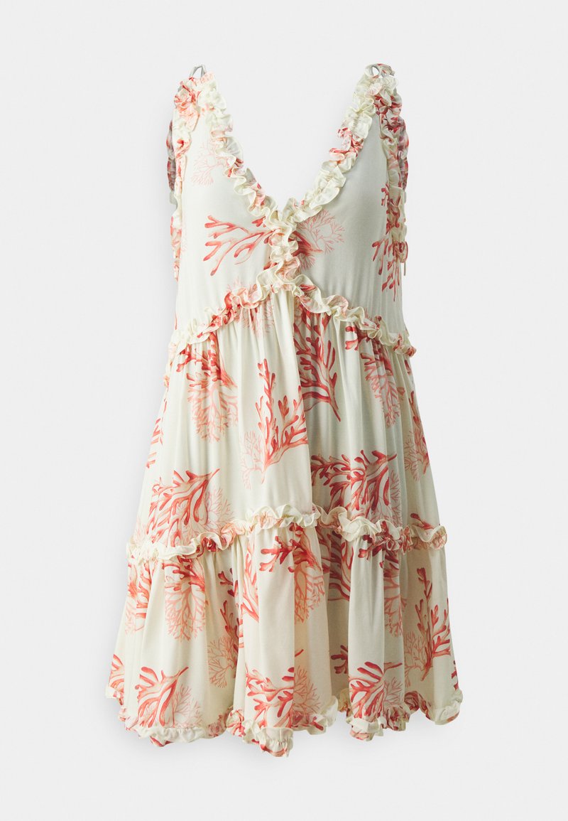 Malina ARABELLA FRILL DETAILED - Day dress - coral red/multi-coloured -  Zalando