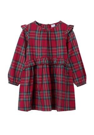 CHECKED RUFFLED TWILL - Hverdagskjole - chili pepper
