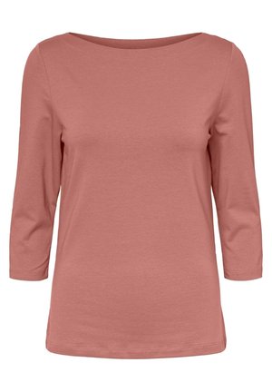 Zacht rozenroze shirt met lange mouwen, boothals en rechte zoom, gemaakt van glad, lichtgewicht stof.