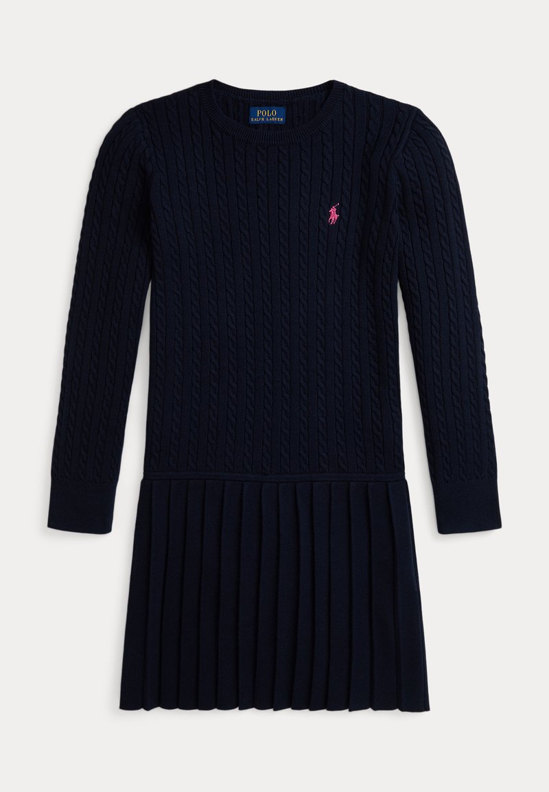 Polo Ralph Lauren MINI CABLE PLEATED COTTON JUMPER DRESS - Sarafanas - navy