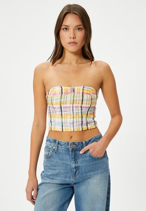 Jewel Detail Strapless Blouse - Linne - pink