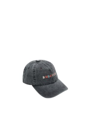 Szara bawełniana czapka baseballowa z zakrzywionym daszkiem i haftowanym napisem "BIMBABYLON" w wielokolorowych nitkach. Posiada klasyczny sześciopanelowy design.