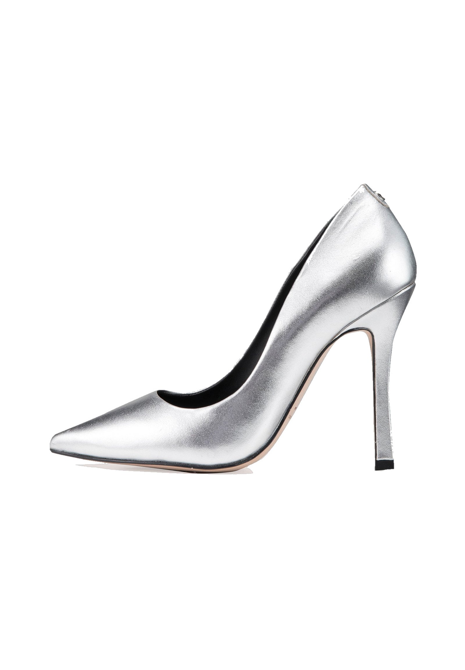 Escarpins Instinct De Mode - Tissu Noir Talons Argentés - Taille 38 - Occasion