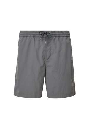 Grijze zwemshorts van lichtgewicht stof, met een elastische tailleband en een trekkoord, en zijzakken.