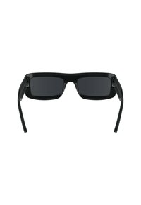 Black rectangular sunglasses with dark lenses, smooth plastic frame, and tapered arms. No visible logos or additional details.