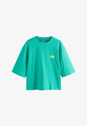 Next, REGULAR FIT - RELAXED BOXY ELBOW LENGTH CREW NECK T-SHIRT . - Print T-shirt - teal blue graphic
