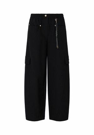 LIU JO, LIU JO OVERSIZED TROUSERS WITH CHARM - Παντελόνι cargo - black