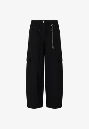 LIU JO, LIU JO OVERSIZED TROUSERS WITH CHARM - Παντελόνι cargo - black