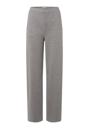 Graue Wollmischung-Hose mit geradem Bein, hoher Taille und ohne sichtbare Taschen oder Verschlüsse.