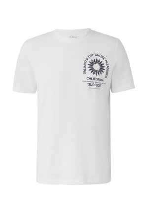 s.Oliver MIT CREW NECK UND - Print T-shirt - weiß
