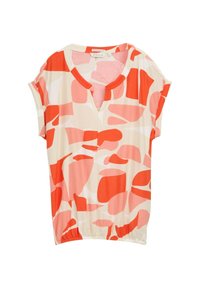 ALL OVER PRINTED V NECK - Camiseta estampada - red dots and shapes design