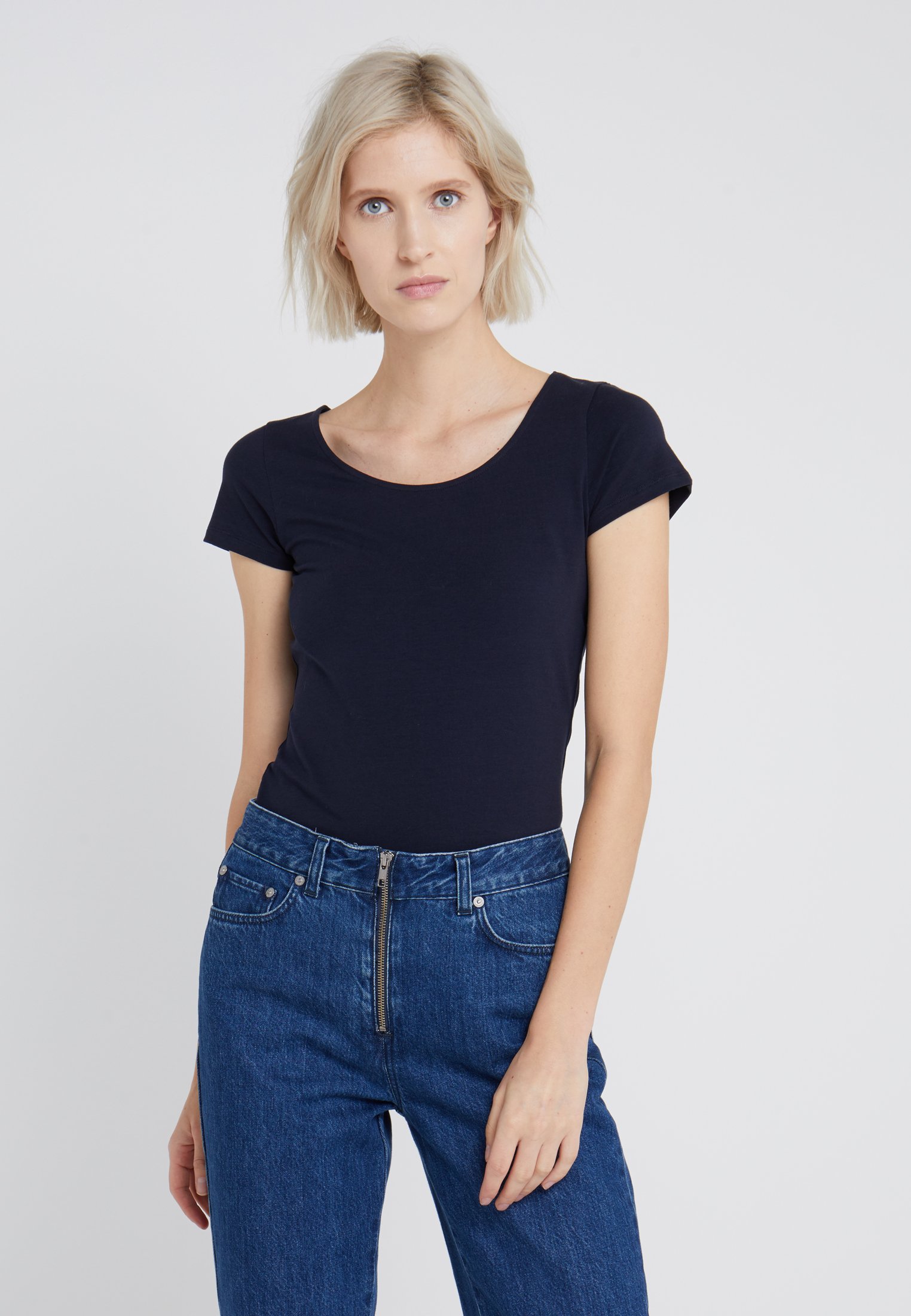 SCOOP NECK TOP - Basic T-shirt - navy 