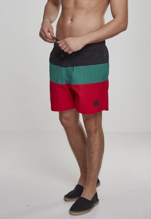 Urban Classics, COLOR BLOCK SWIMSHORTS - Swimming shorts - firered/black/green