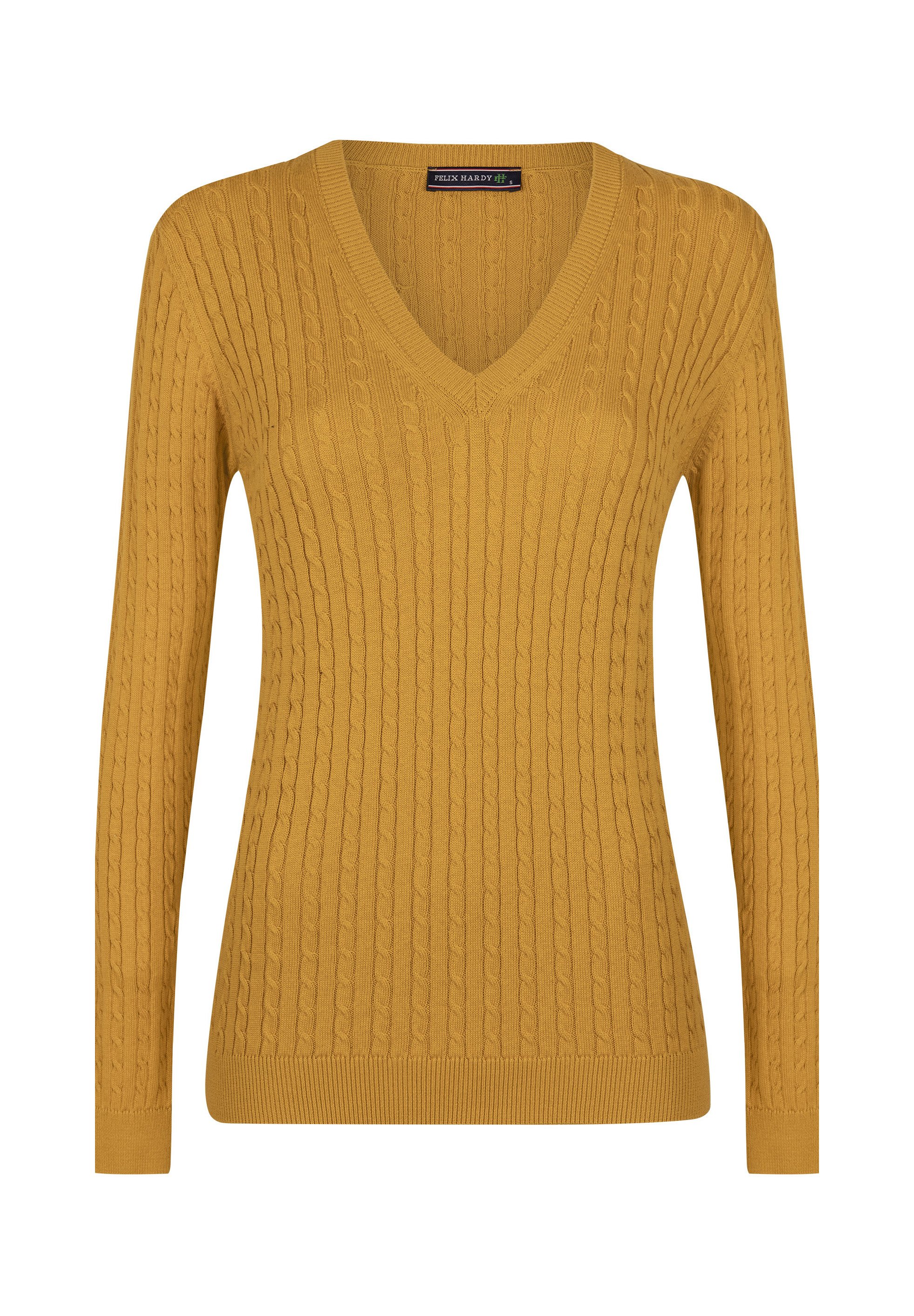 Felix Hardy FINE CABLE V-NECK Jumper mustard yellow Zalando