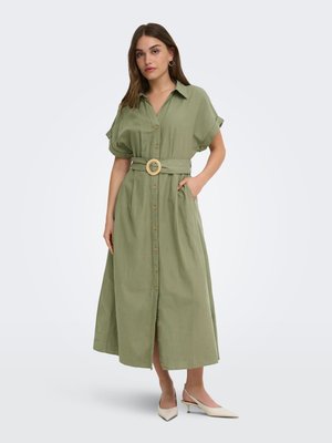 ONLY HEMDBLUSENKLEID ONLJAKIRI LANGES KLEID - Vestido camisero - deep lichen green