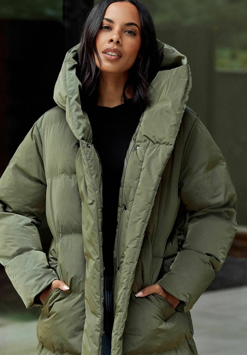 Next LONG PADDED Winter coat khaki green/green Zalando