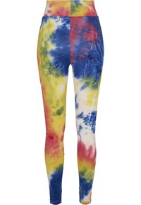 Urban Classics TIE DYE HIGH WAIST  - Leggings - Byxor - royalblue/brightyellow