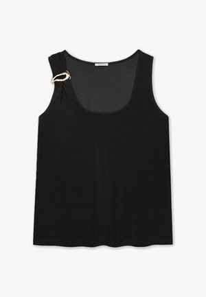 Fiorella Rubino, TOP CON APPLICAZIONE GIOIELLO - Top - nero