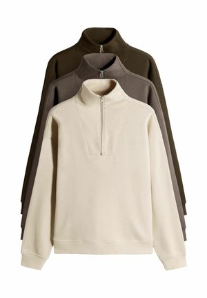 3 PACK HALF ZIP FUNNEL NECK  - Sweater - taupe/brown/khaki/green/cream