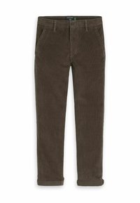 Bruna kordflorsbyxor med rak ben-design, med sidofickor och muddar. Tyget har en texturerad yta med synliga ribbor.