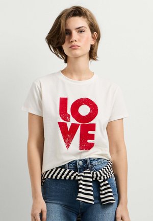 Pepe Jeans, PEPE JEANS PRINT T-SHIRT BEATRISA - T-shirt print - mousse white