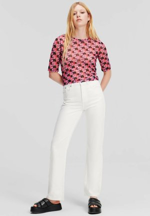 Karl Lagerfeld Jeans HIGH-RISE - Pieguloša piegriezuma džinsi - white