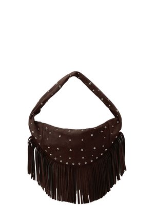 SHOULDER WITH FRINGES AND STUDS - Handtasche - brown