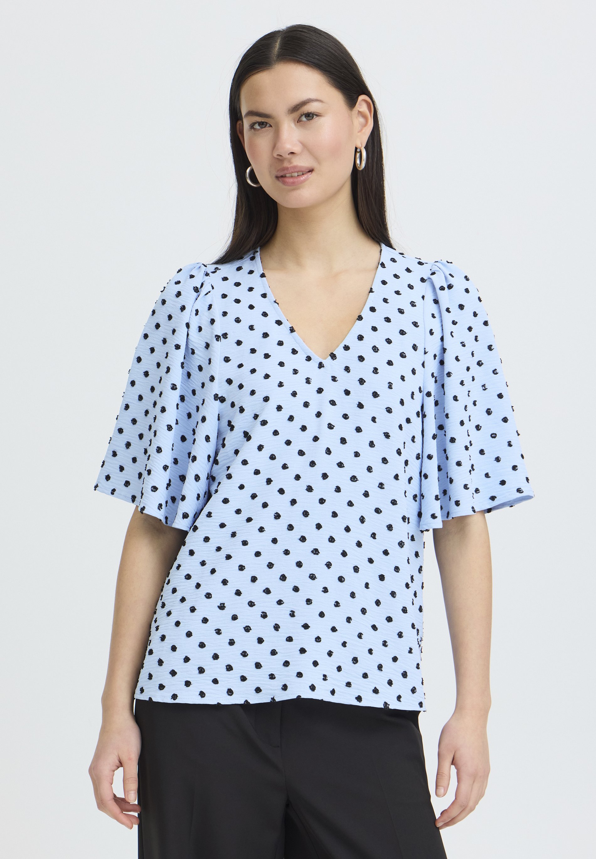 ICHI IHZABBY MS2 - Blouse - graphic dot powder blue/blue - Zalando.ie