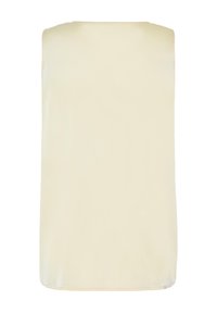 Blouse sans manches couleur crème unie avec un ourlet droit et des épaulettes discrètes sur fond blanc.