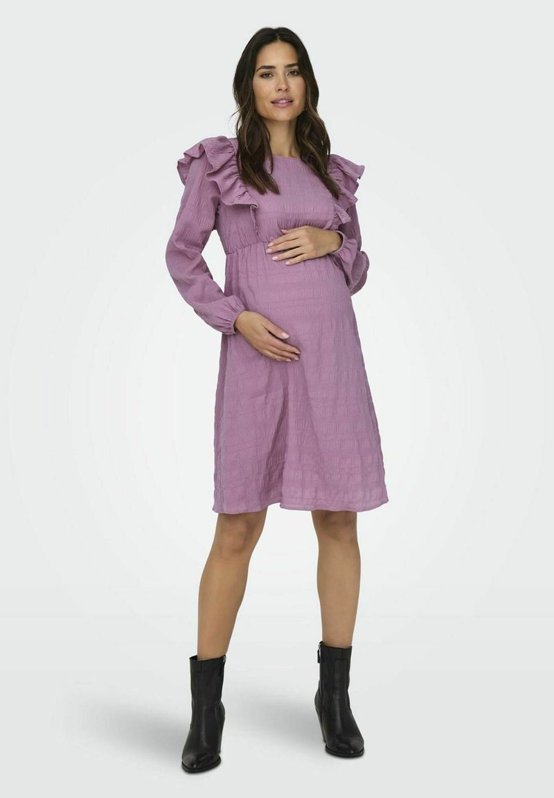 ONLY MATERNITY MIT HALBER KNOPFLEISTE - Day dress - rose brown/mottled lilac  - Zalando.ie