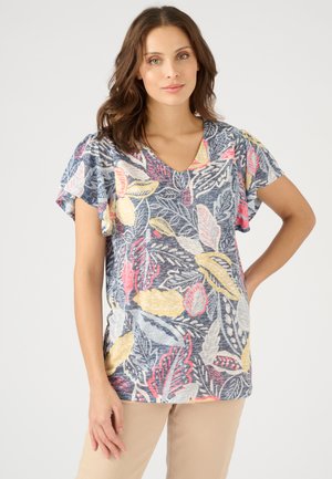 Damart MANCHES PAPILLON - T-shirt imprimé - Navy Foliage