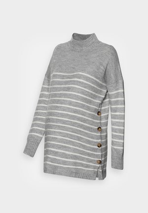 JoJo Maman Bébé STRIPE TURTLE NECK - Džemper - marl grey
