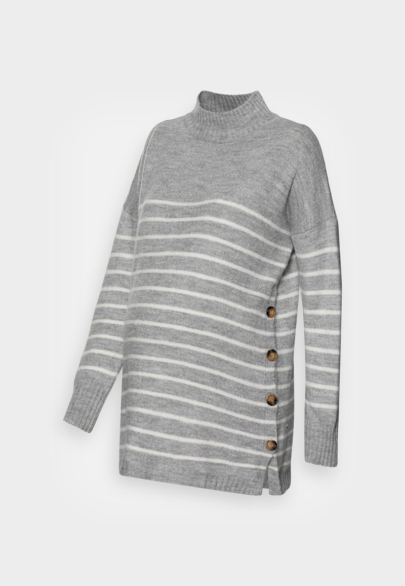 JoJo Maman Bébé STRIPE TURTLE NECK - Strickpullover - marl grey