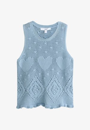 Next, REGULAR FIT - HEART CROCHET 100% COTTON VEST TOP - Svetrík - light blue