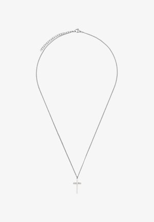 Sølvfarvet kæde halskæde med et minimalistisk korsvedhæng. Kæden er delikat med en krabbe-lås og justerbar længde.