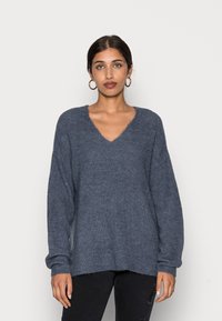 Vero Moda VMCREWLEFILE VNECK  - Camisola - flint stone melange
