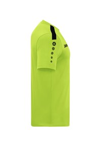 Camicia a maniche corte di un brillante verde lime, con dettagli neri sulla spalla e sul logo. Tessuto liscio con una vestibilità comoda.