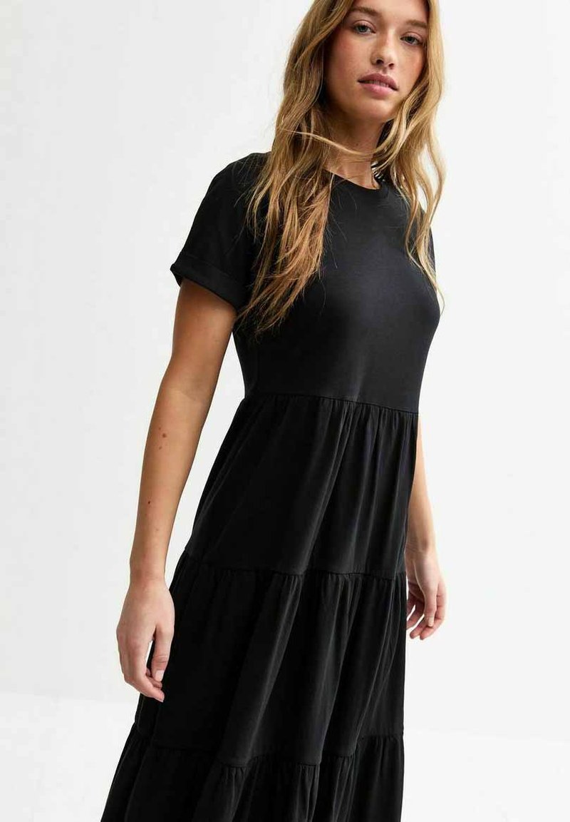 New Look TIERED MIDI - Jersey dress - black - Zalando