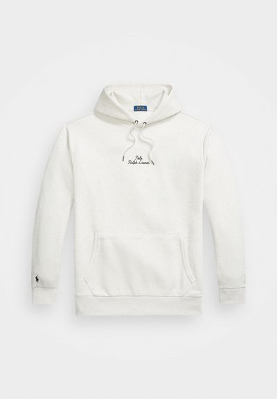 Κοντομάνικη φούτερ μπλούζα σε ανοιχτό γκρι χρώμα με μπροστινή τσέπη, υπογραφές λογότυπο σε μαύρο, κορδόνια και ριμπ μανσέτες. Κατασκευασμένη από μαλακό βαμβακερό υλικό.