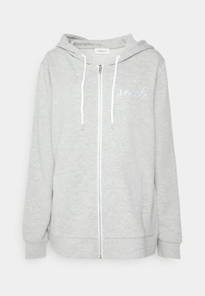 Felpa con zip - mottled light grey